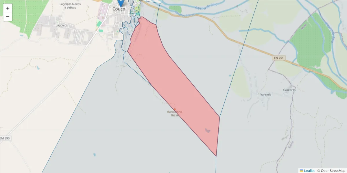 Mapa detalhado do código postal 2100-342 com limites, códigos postais vizinhos e agências dos correios