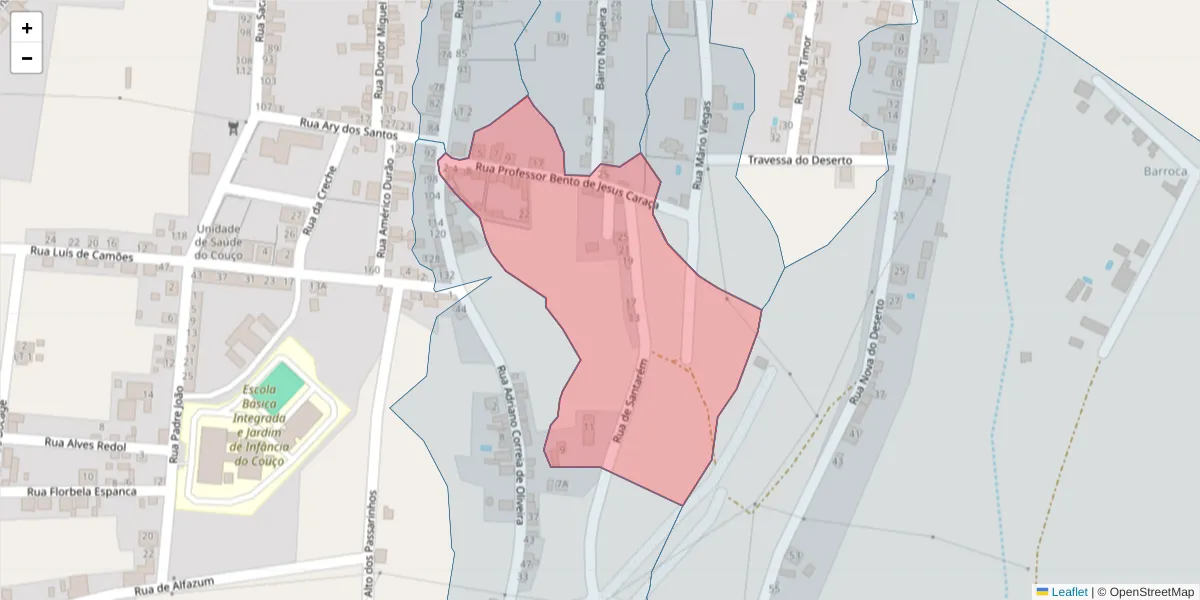 Mapa detalhado do código postal 2100-344 com limites, códigos postais vizinhos e agências dos correios