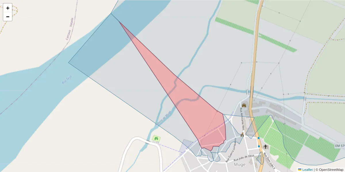 Mapa detalhado do código postal 2125-328 com limites, códigos postais vizinhos e agências dos correios