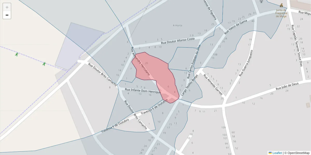 Mapa detalhado do código postal 2125-329 com limites, códigos postais vizinhos e agências dos correios