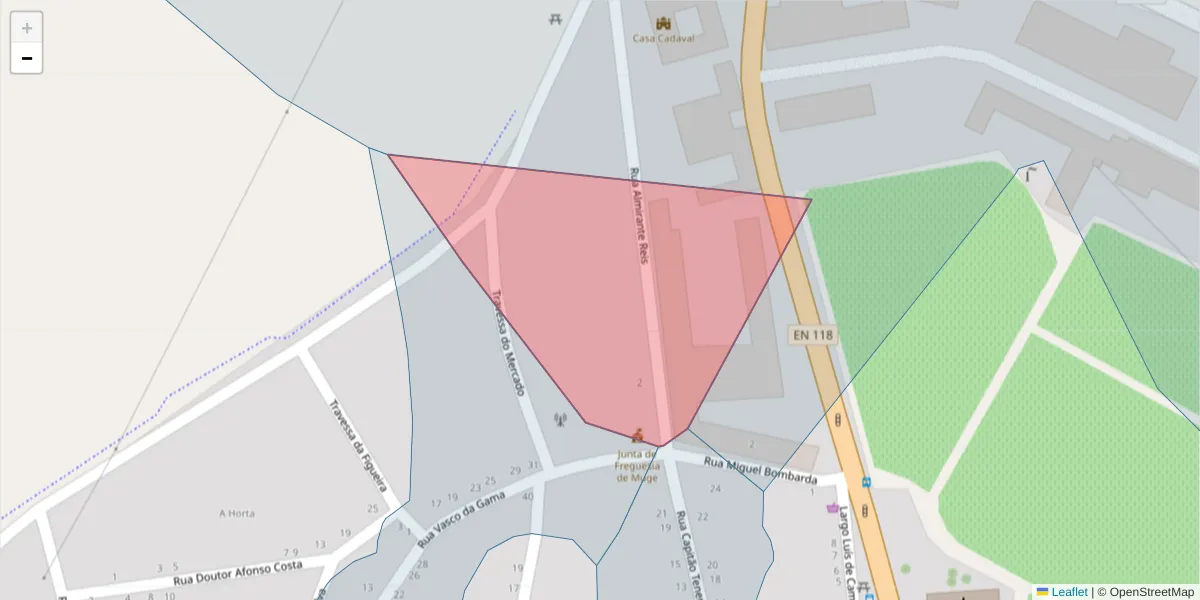Mapa detalhado do código postal 2125-331 com limites, códigos postais vizinhos e agências dos correios