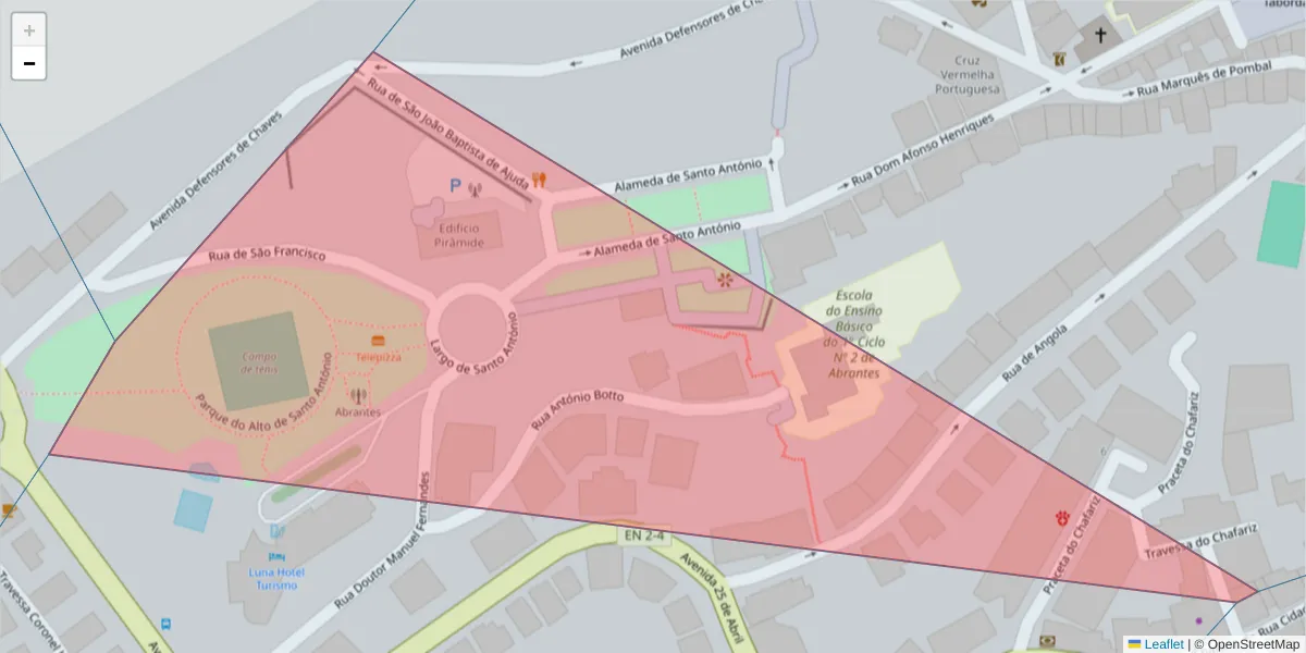 Mapa detalhado do código postal 2200-512 com limites, códigos postais vizinhos e agências dos correios
