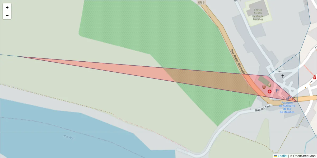 Mapa detalhado do código postal 2200-798 com limites, códigos postais vizinhos e agências dos correios