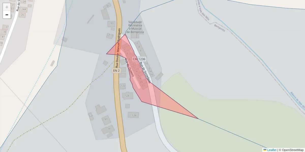 Mapa detalhado do código postal 2205-176 com limites, códigos postais vizinhos e agências dos correios