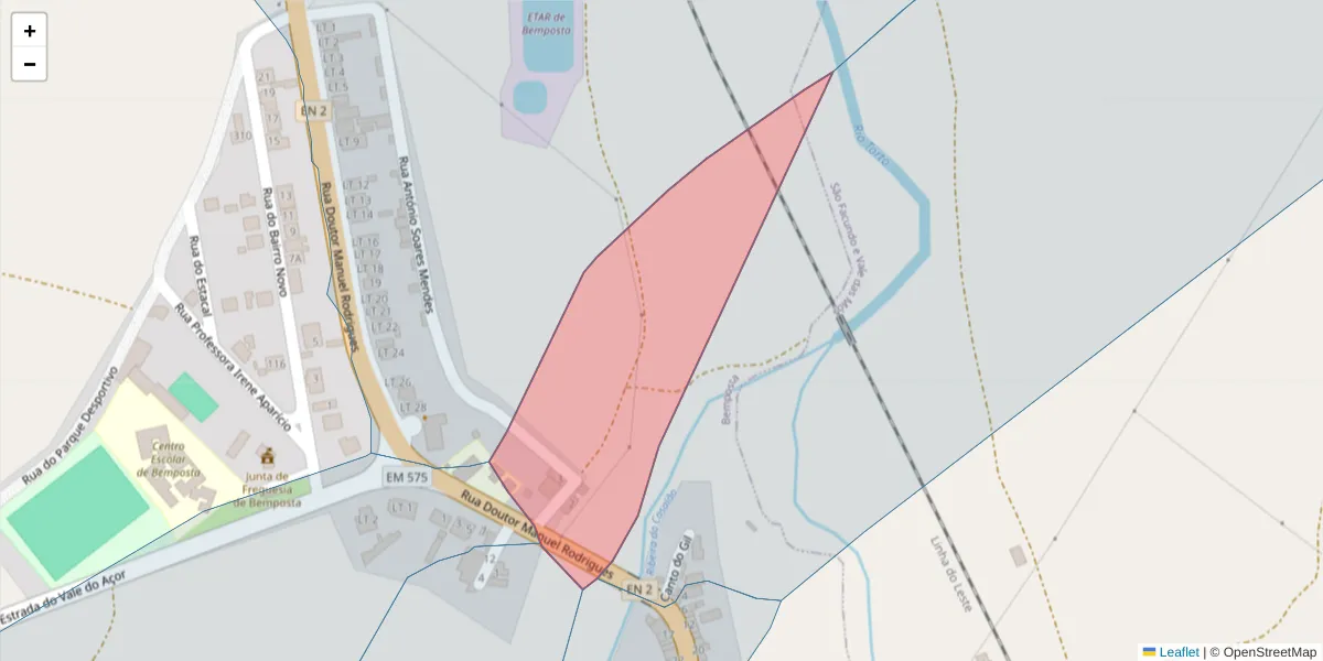 Mapa detalhado do código postal 2205-181 com limites, códigos postais vizinhos e agências dos correios