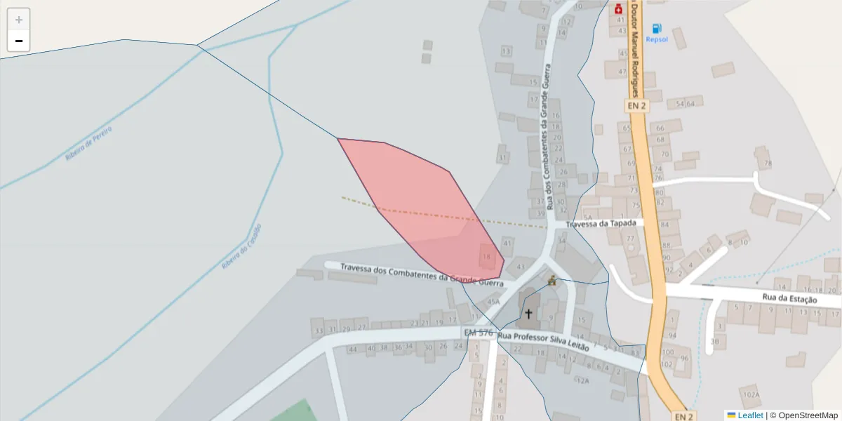 Mapa detalhado do código postal 2205-184 com limites, códigos postais vizinhos e agências dos correios