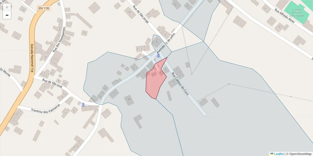 Mapa detalhado do código postal 2205-256 com limites, códigos postais vizinhos e agências dos correios