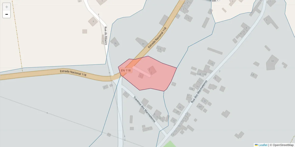 Mapa detalhado do código postal 2205-257 com limites, códigos postais vizinhos e agências dos correios