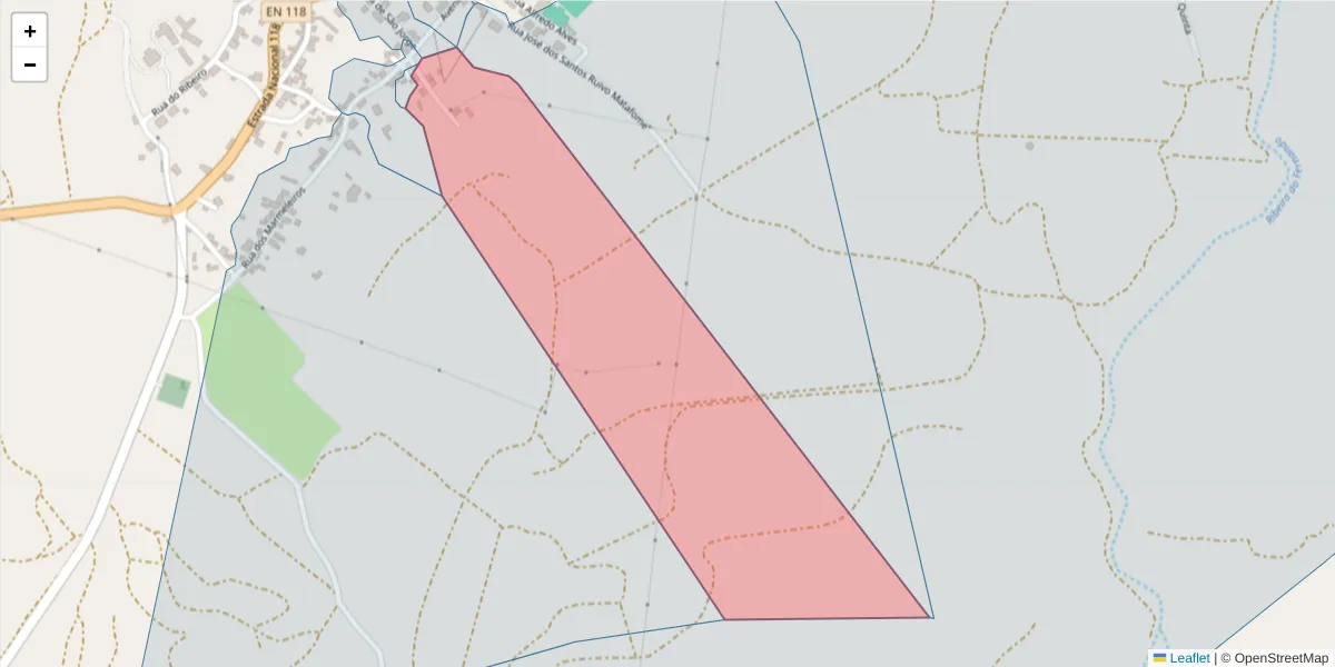 Mapa detalhado do código postal 2205-265 com limites, códigos postais vizinhos e agências dos correios