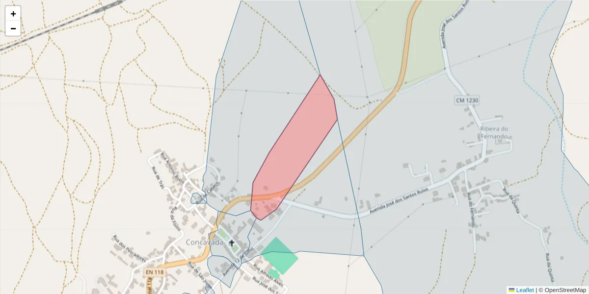 Mapa detalhado do código postal 2205-267 com limites, códigos postais vizinhos e agências dos correios