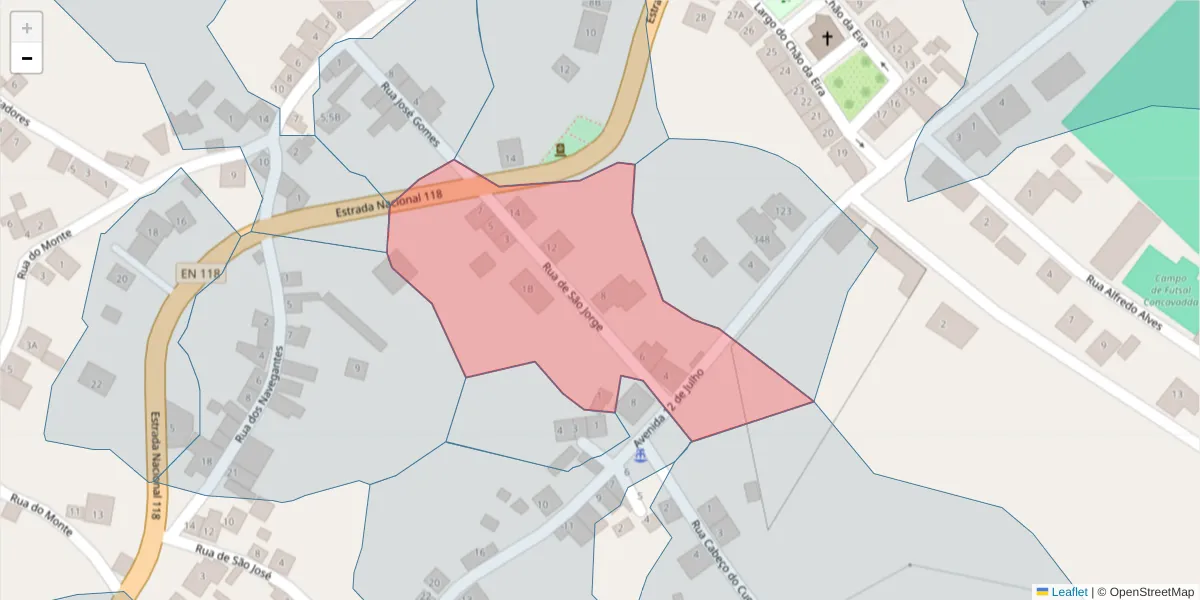 Mapa detalhado do código postal 2205-269 com limites, códigos postais vizinhos e agências dos correios