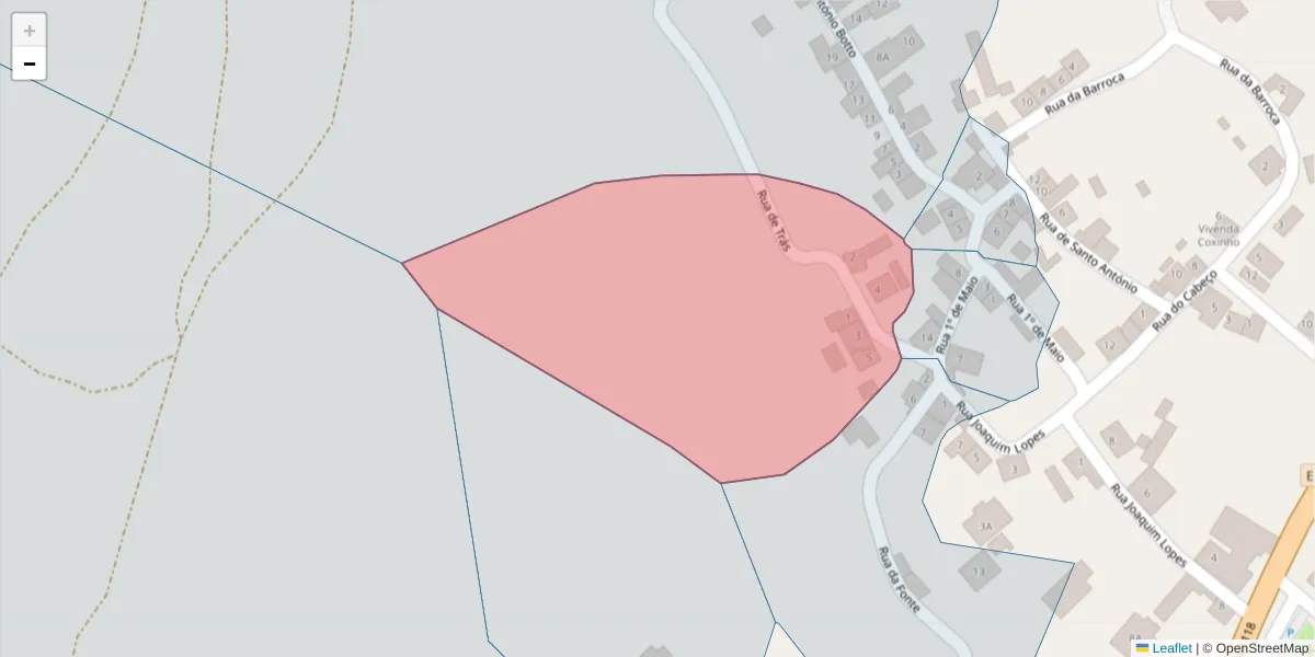 Mapa detalhado do código postal 2205-271 com limites, códigos postais vizinhos e agências dos correios