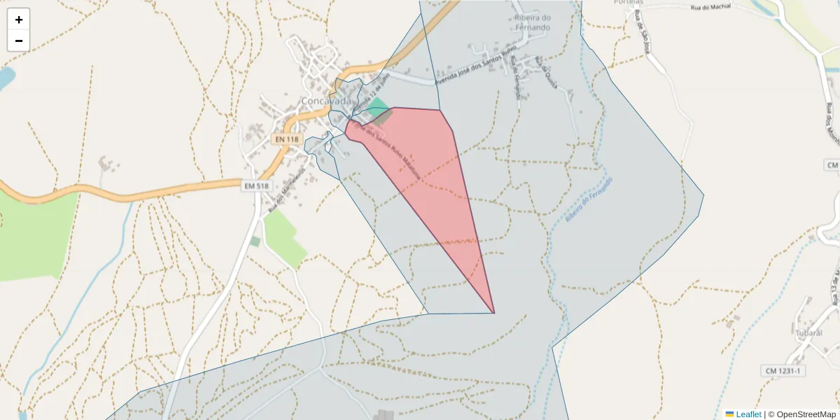 Mapa detalhado do código postal 2205-273 com limites, códigos postais vizinhos e agências dos correios