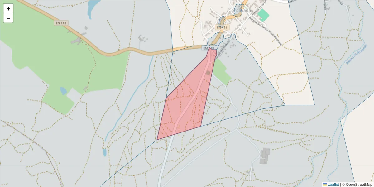 Mapa detalhado do código postal 2205-284 com limites, códigos postais vizinhos e agências dos correios