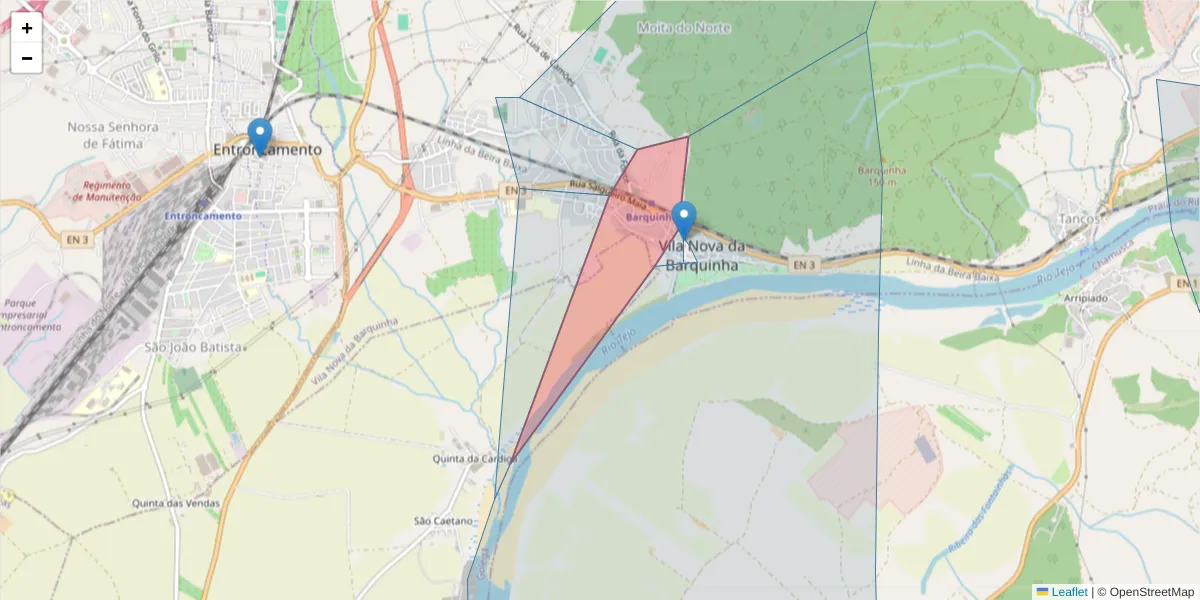 Mapa detalhado do código postal 2260-417 com limites, códigos postais vizinhos e agências dos correios
