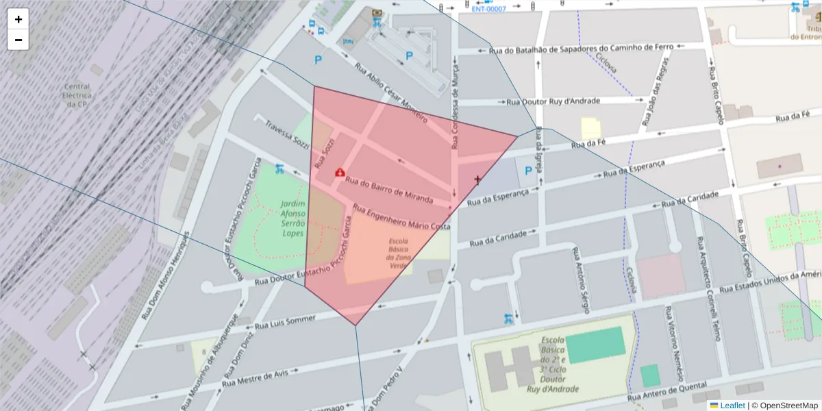 Mapa detalhado do código postal 2330-188 com limites, códigos postais vizinhos e agências dos correios