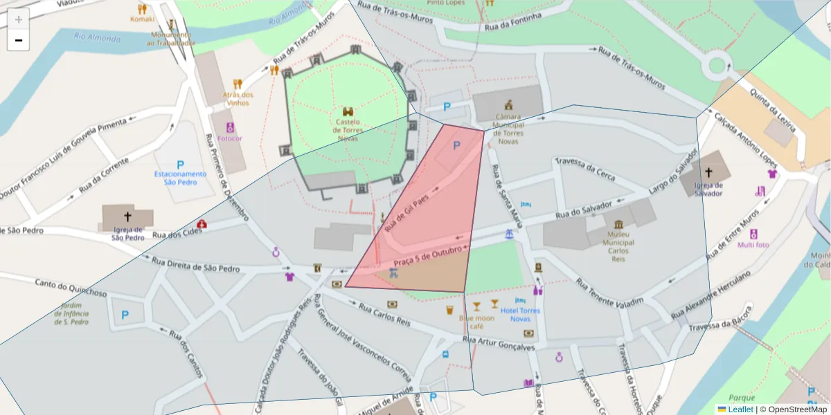 Mapa detalhado do código postal 2350-464 com limites, códigos postais vizinhos e agências dos correios
