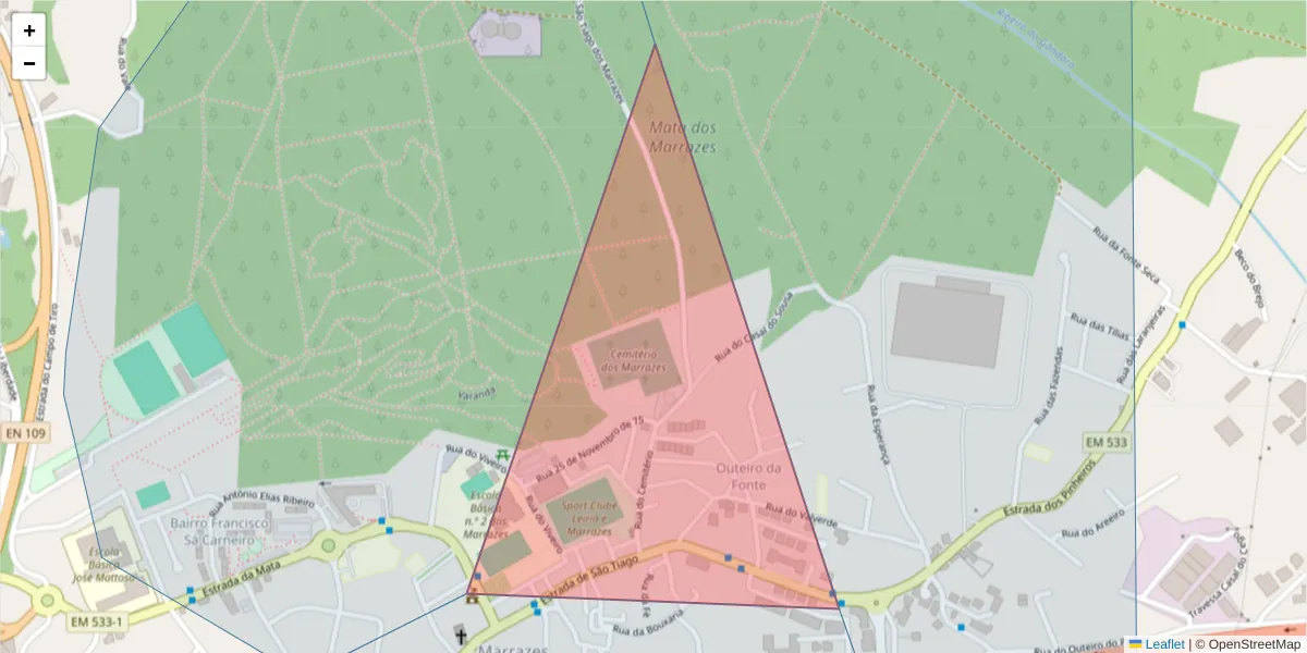 Mapa detalhado do código postal 2415-690 com limites, códigos postais vizinhos e agências dos correios