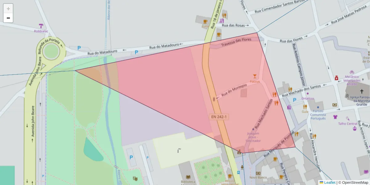 Mapa detalhado do código postal 2430-250 com limites, códigos postais vizinhos e agências dos correios