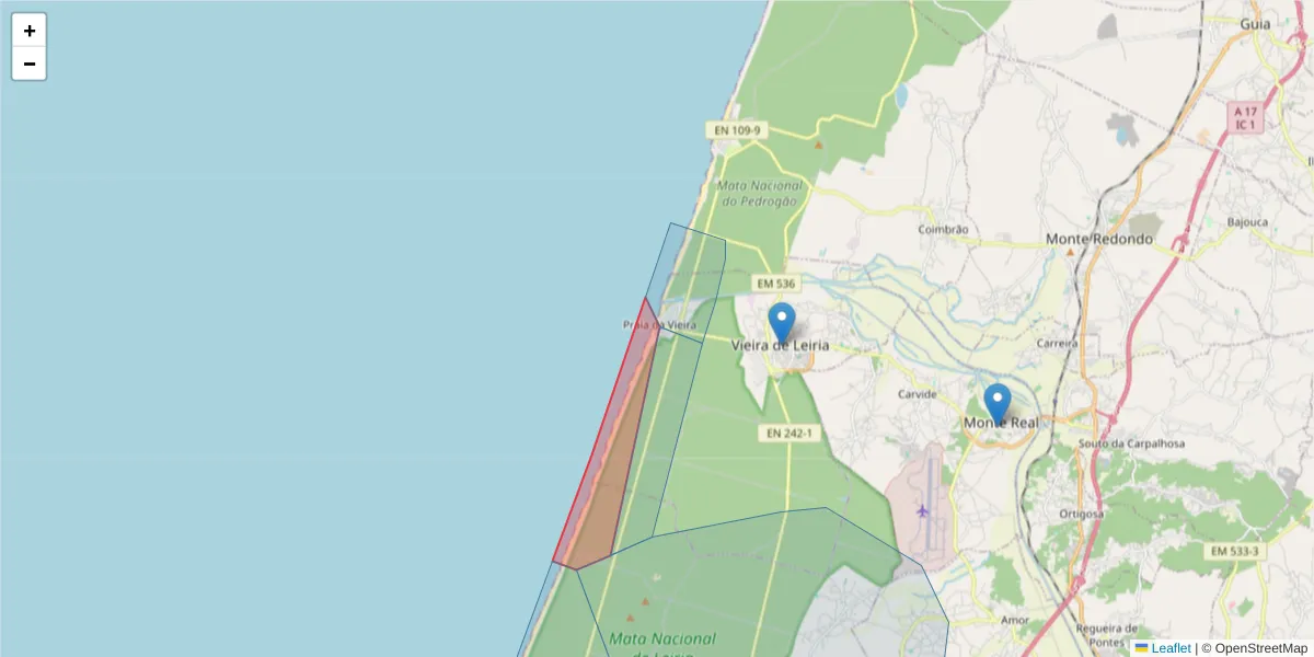 Mapa detalhado do código postal 2430-688 com limites, códigos postais vizinhos e agências dos correios