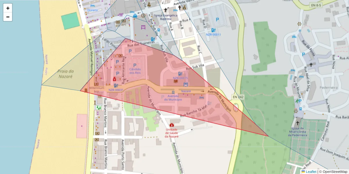 Mapa detalhado do código postal 2450-149 com limites, códigos postais vizinhos e agências dos correios