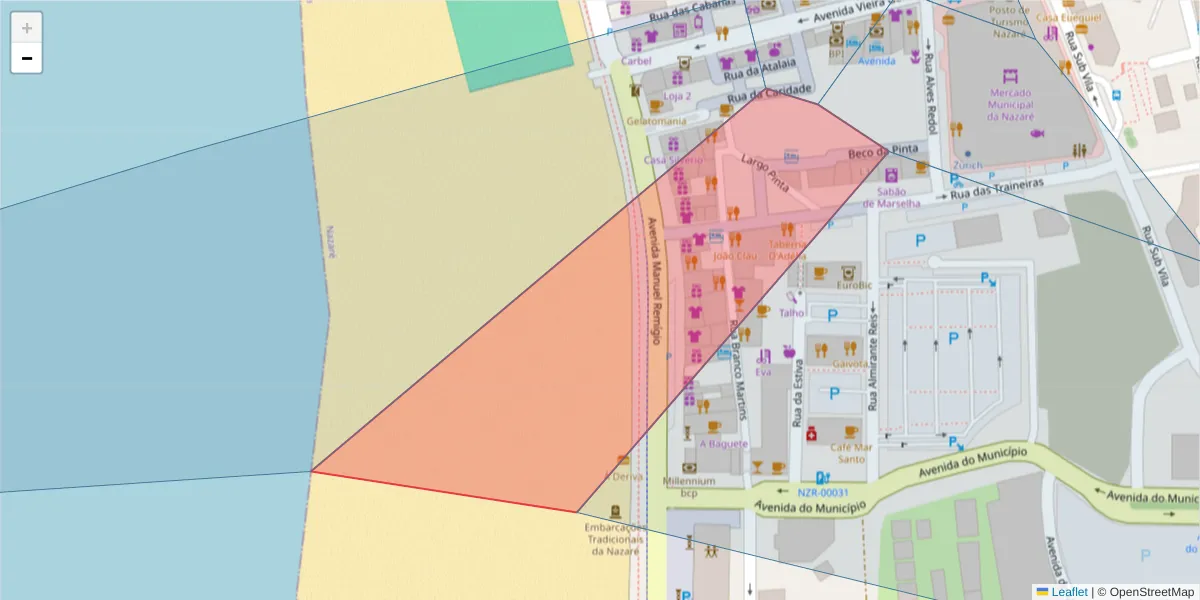Mapa detalhado do código postal 2450-196 com limites, códigos postais vizinhos e agências dos correios