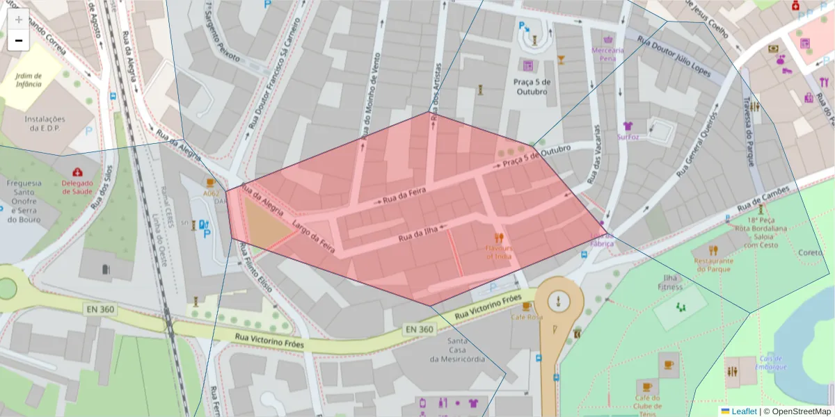 Mapa detalhado do código postal 2500-092 com limites, códigos postais vizinhos e agências dos correios