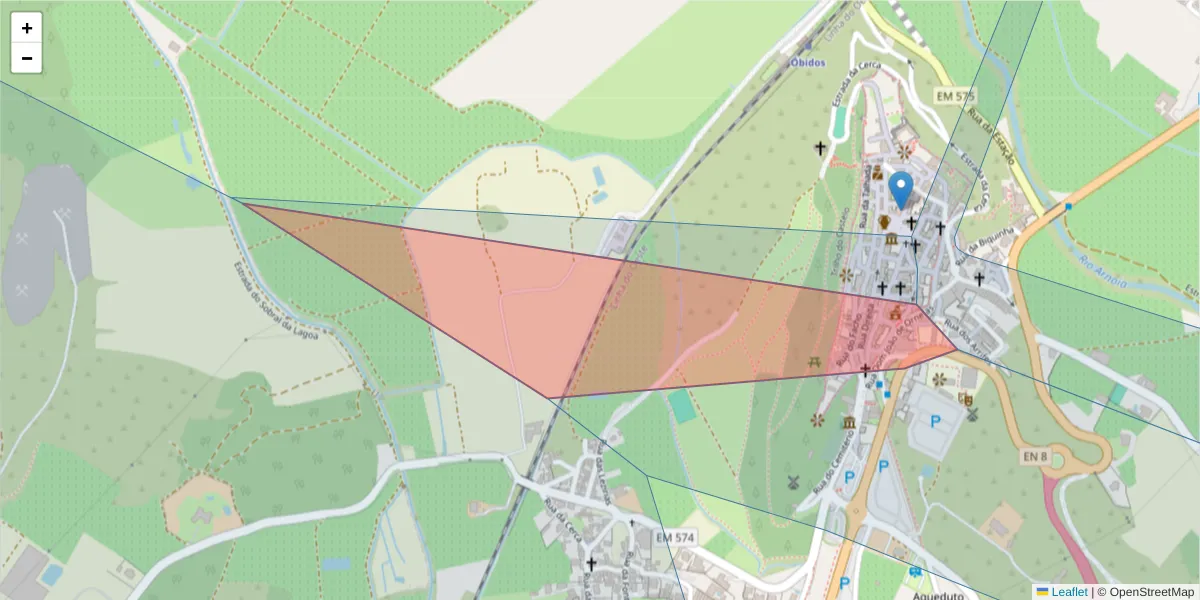 Mapa detalhado do código postal 2510-077 com limites, códigos postais vizinhos e agências dos correios