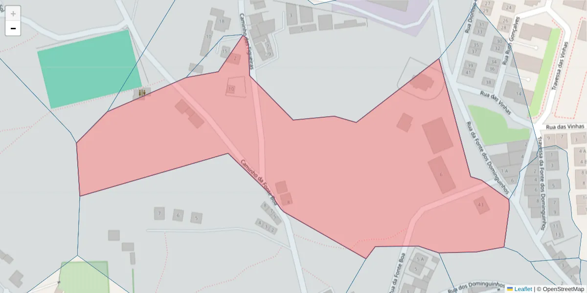 Mapa detalhado do código postal 2520-314 com limites, códigos postais vizinhos e agências dos correios