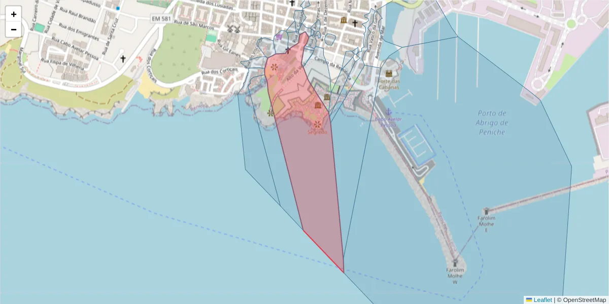 Mapa detalhado do código postal 2520-328 com limites, códigos postais vizinhos e agências dos correios