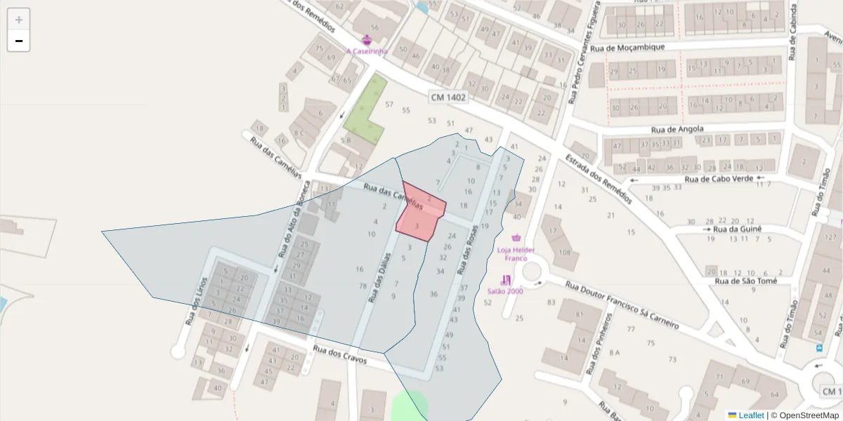 Mapa detalhado do código postal 2520-343 com limites, códigos postais vizinhos e agências dos correios