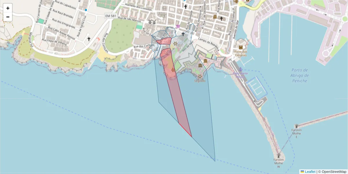 Mapa detalhado do código postal 2520-346 com limites, códigos postais vizinhos e agências dos correios