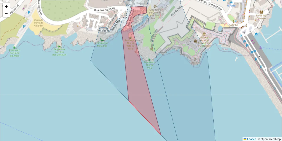 Mapa detalhado do código postal 2520-352 com limites, códigos postais vizinhos e agências dos correios