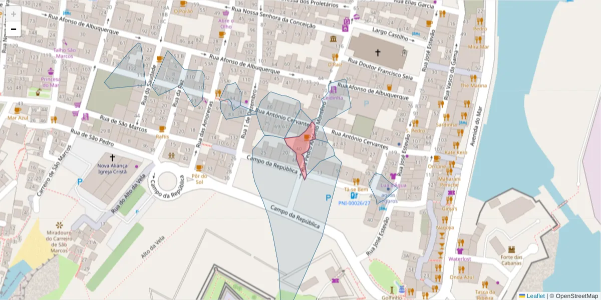 Mapa detalhado do código postal 2520-478 com limites, códigos postais vizinhos e agências dos correios