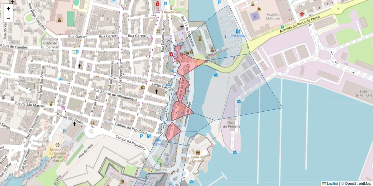 Mapa detalhado do código postal 2520-492 com limites, códigos postais vizinhos e agências dos correios
