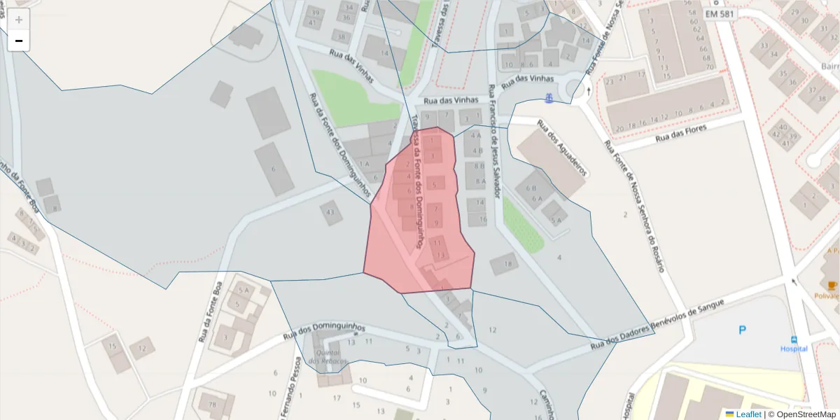 Mapa detalhado do código postal 2520-502 com limites, códigos postais vizinhos e agências dos correios