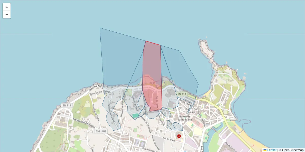 Mapa detalhado do código postal 2520-601 com limites, códigos postais vizinhos e agências dos correios