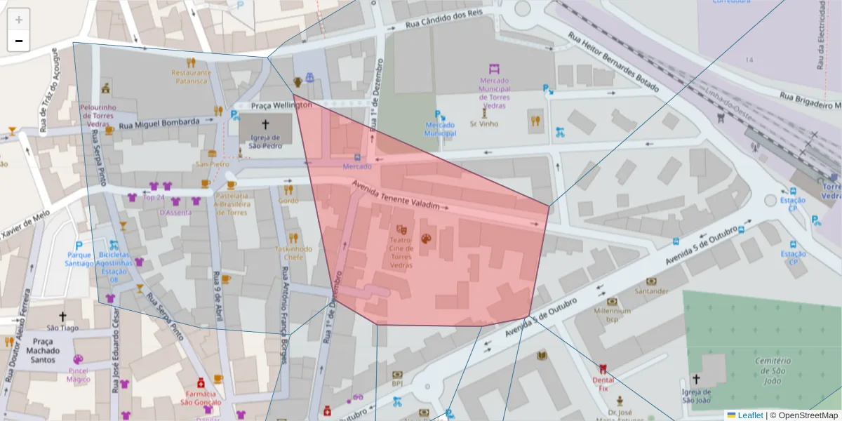 Mapa detalhado do código postal 2560-336 com limites, códigos postais vizinhos e agências dos correios