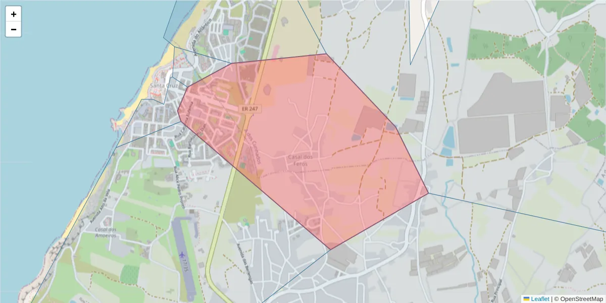 Mapa detalhado do código postal 2560-452 com limites, códigos postais vizinhos e agências dos correios