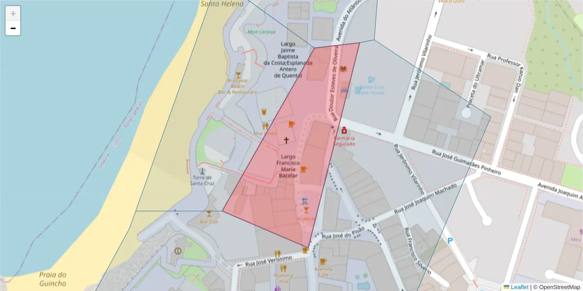 Mapa detalhado do código postal 2560-494 com limites, códigos postais vizinhos e agências dos correios