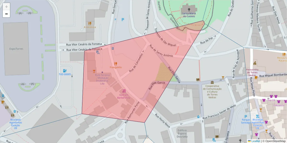 Mapa detalhado do código postal 2560-689 com limites, códigos postais vizinhos e agências dos correios