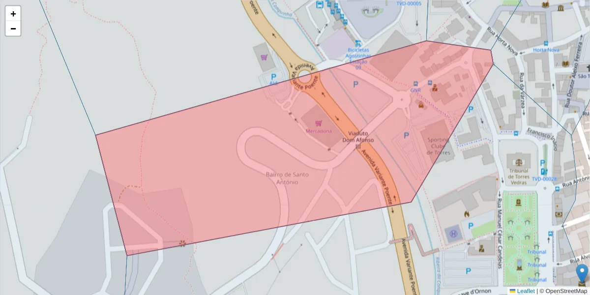 Mapa detalhado do código postal 2560-692 com limites, códigos postais vizinhos e agências dos correios