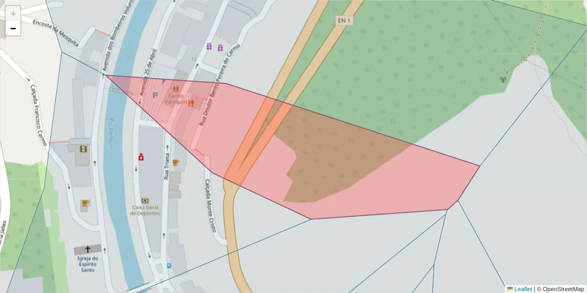 Mapa detalhado do código postal 2580-283 com limites, códigos postais vizinhos e agências dos correios
