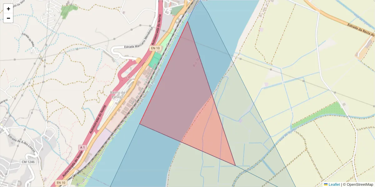 Mapa detalhado do código postal 2600-267 com limites, códigos postais vizinhos e agências dos correios