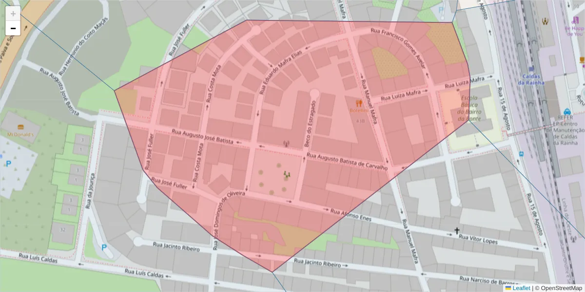 Mapa detalhado do código postal 2600-825 com limites, códigos postais vizinhos e agências dos correios