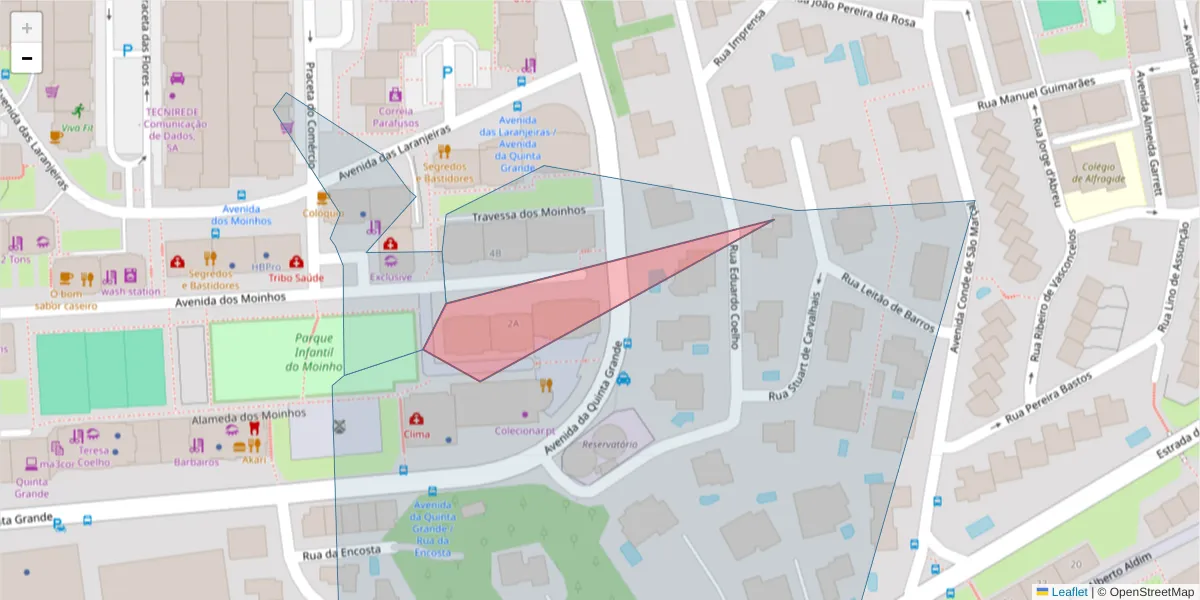 Mapa detalhado do código postal 2610-277 com limites, códigos postais vizinhos e agências dos correios
