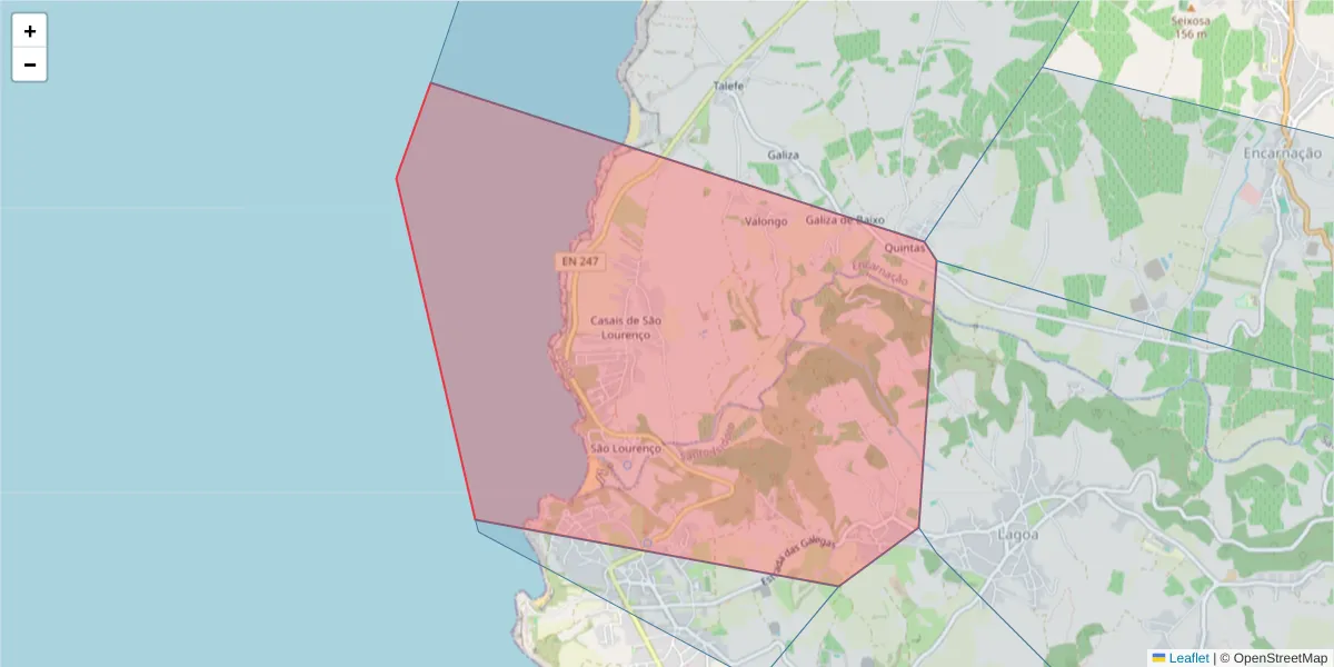 Mapa detalhado do código postal 2640-045 com limites, códigos postais vizinhos e agências dos correios