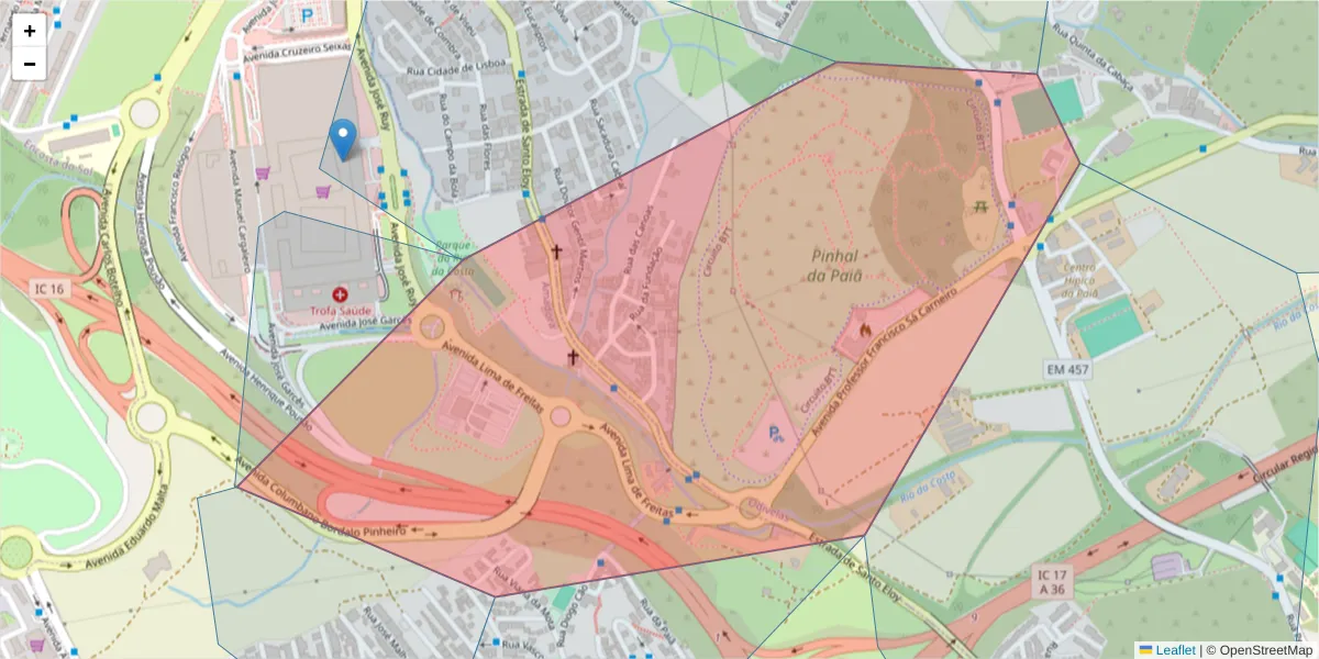Mapa detalhado do código postal 2650-501 com limites, códigos postais vizinhos e agências dos correios