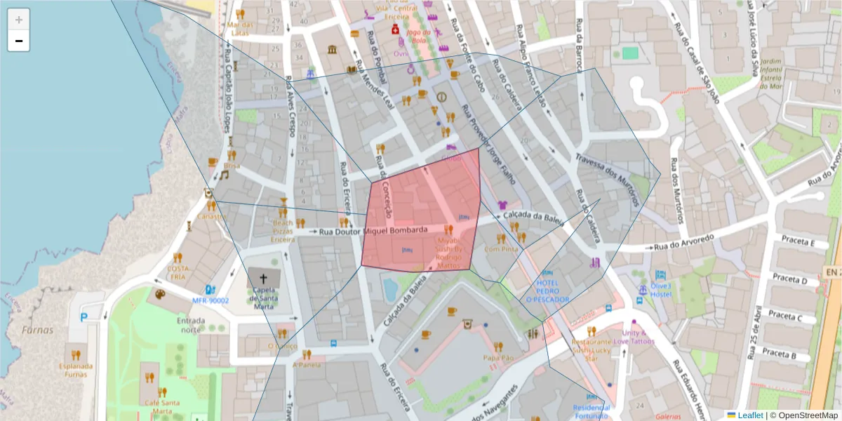 Mapa detalhado do código postal 2655-225 com limites, códigos postais vizinhos e agências dos correios