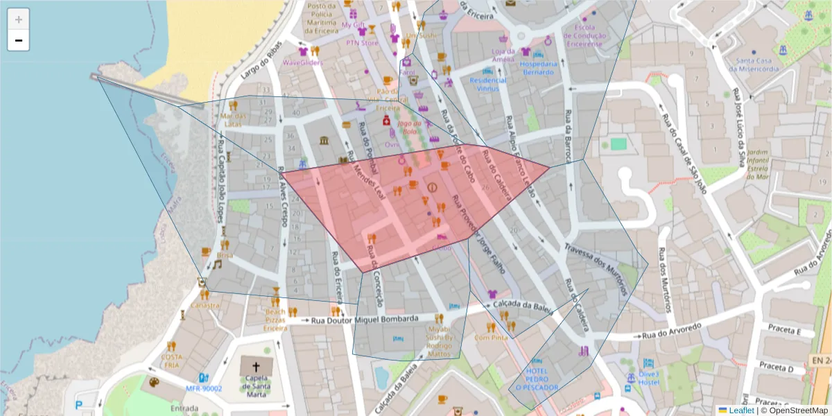 Mapa detalhado do código postal 2655-297 com limites, códigos postais vizinhos e agências dos correios